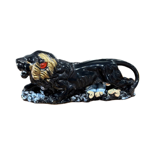 1950s Vintage Black Ceramic Lion Japan