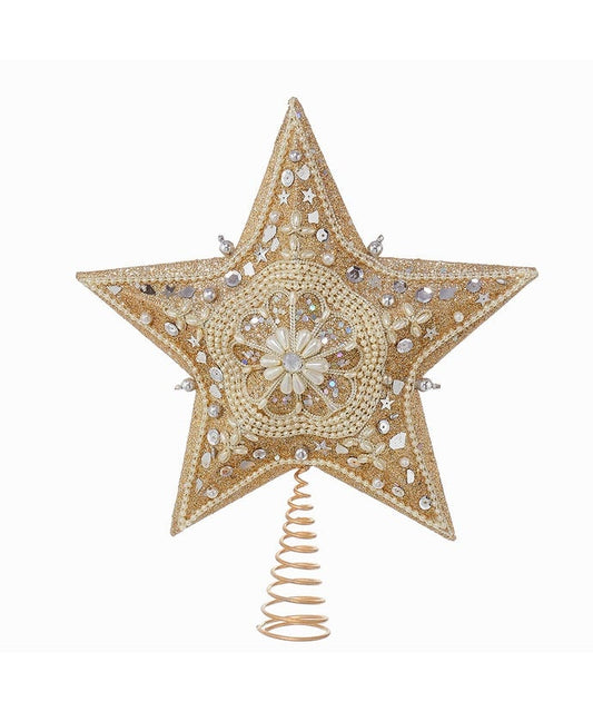 13.5" unlit platinum star with glitter tree-topper