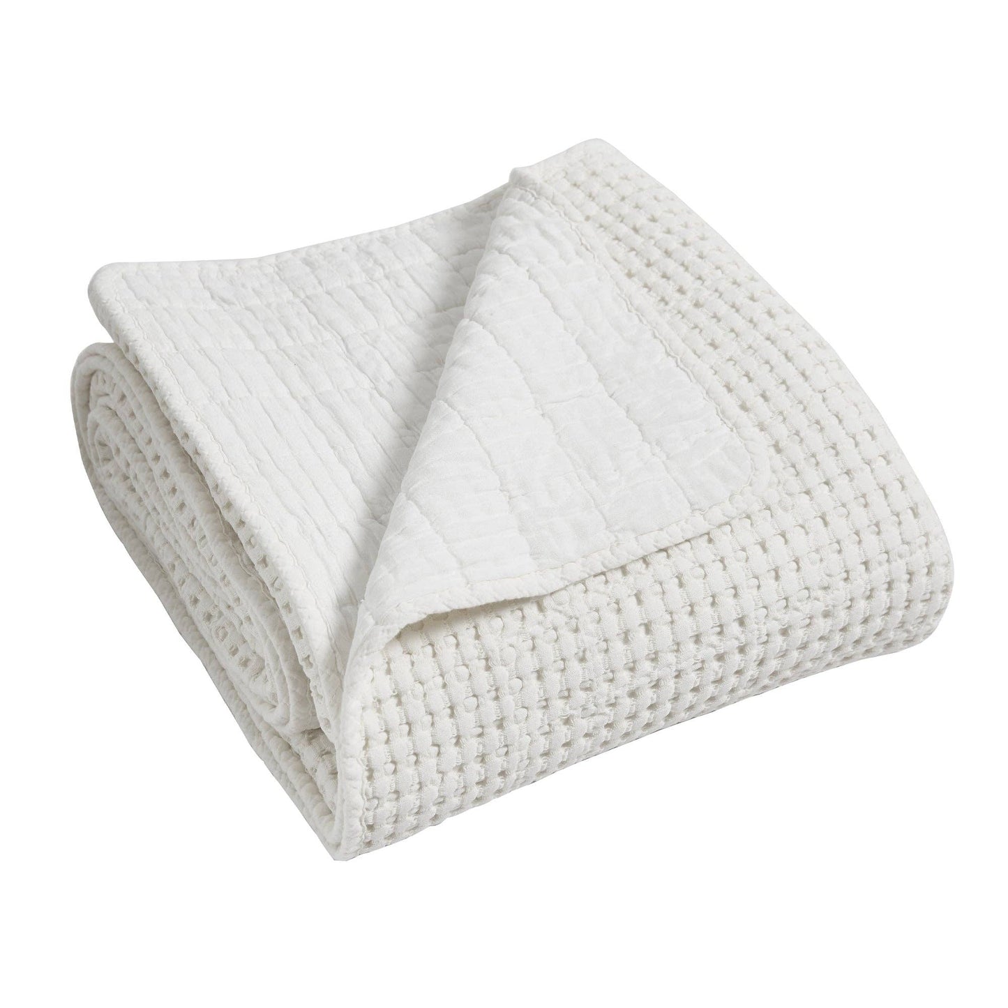 Waffle Quilted Throw White 50x60"