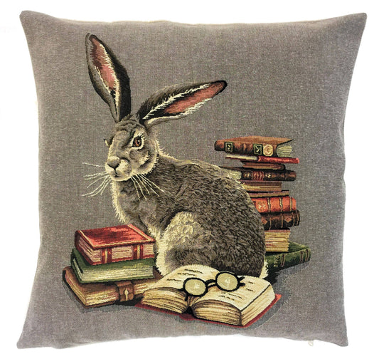 Rabbit with Books Cushion Cover 18"