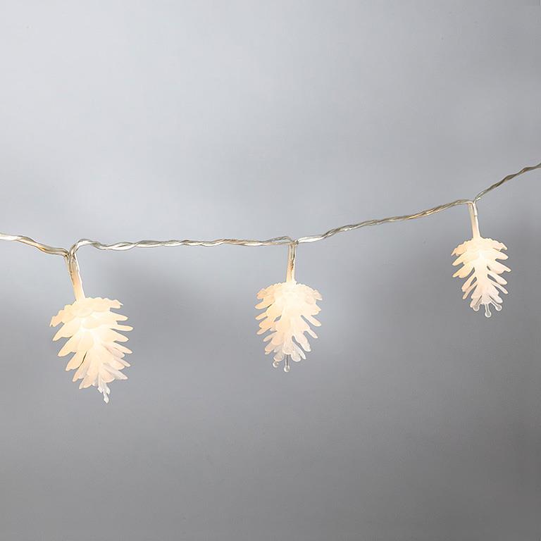 Pinecone lightstring Wht