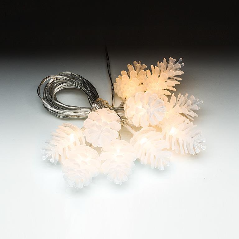 Pinecone lightstring Wht