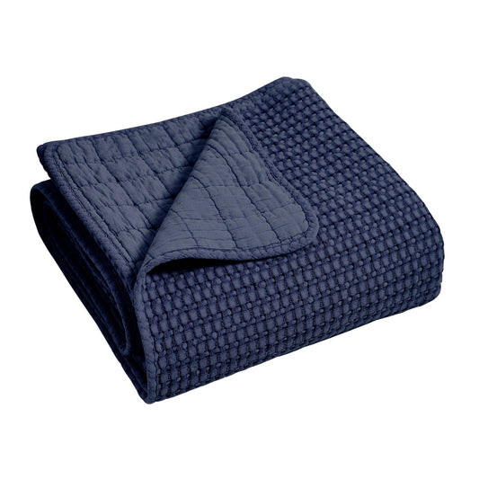 Waffle Quilted Throw Navy 50x60"