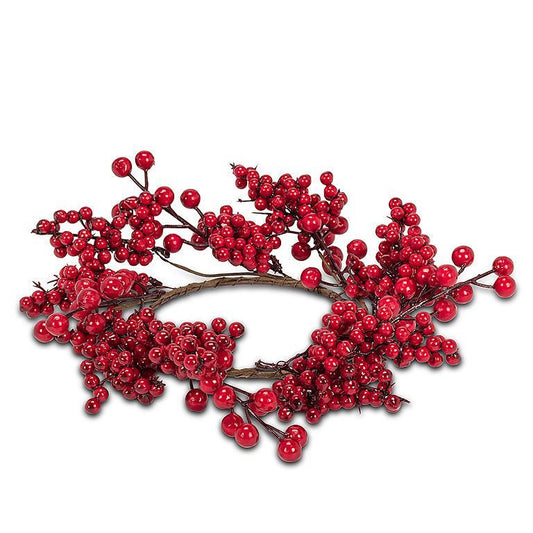 Red berries candle ring 8"
