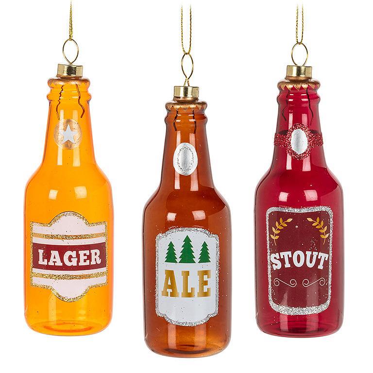 Beer Bottle Ornament s/3