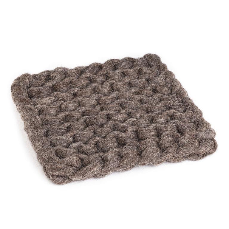 Chunky Knitted Trivet Taupe 8"