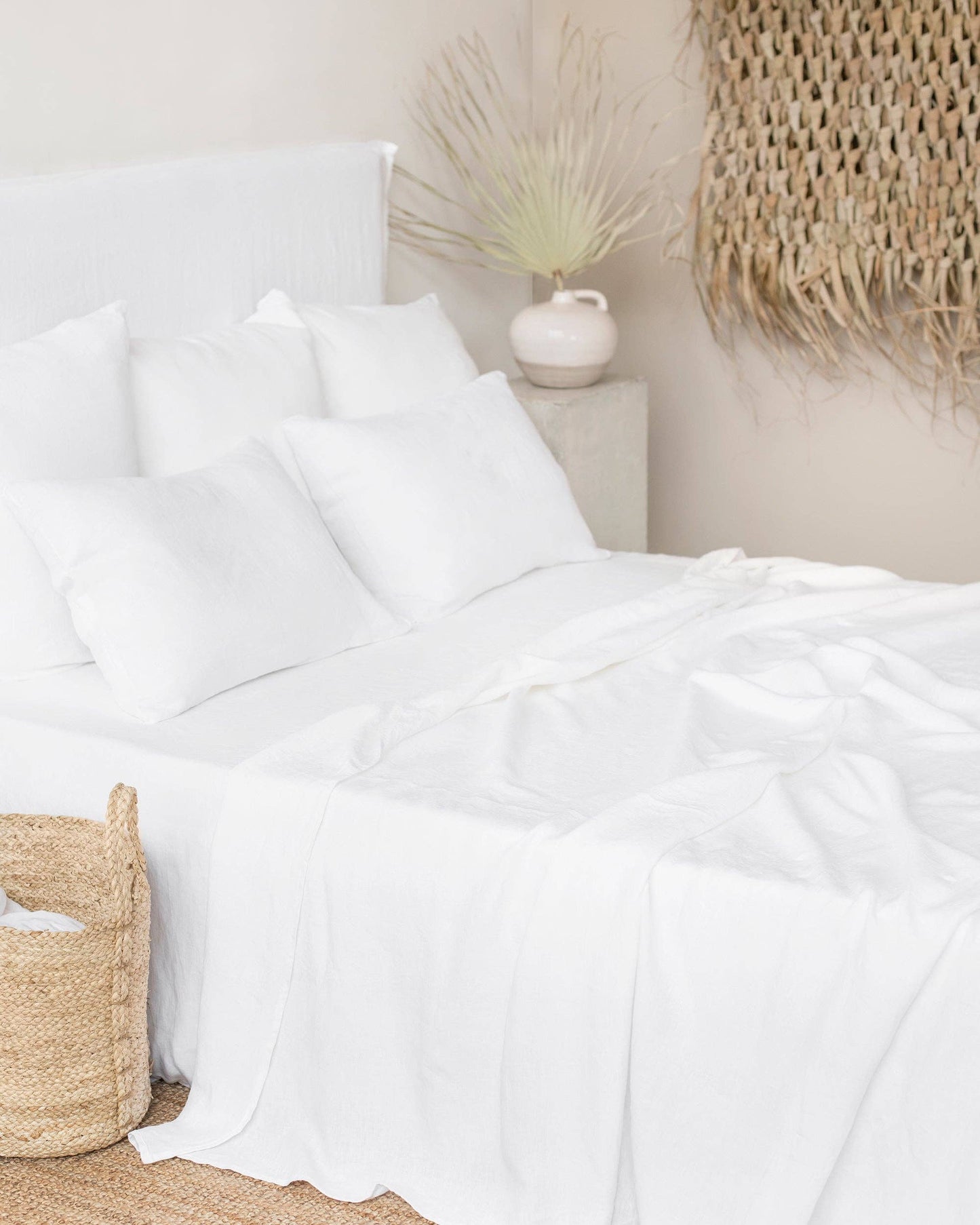 White Linen Flat Sheet King+