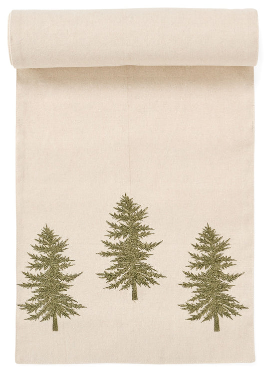 Tree Embroidered Table Runner 13x109"