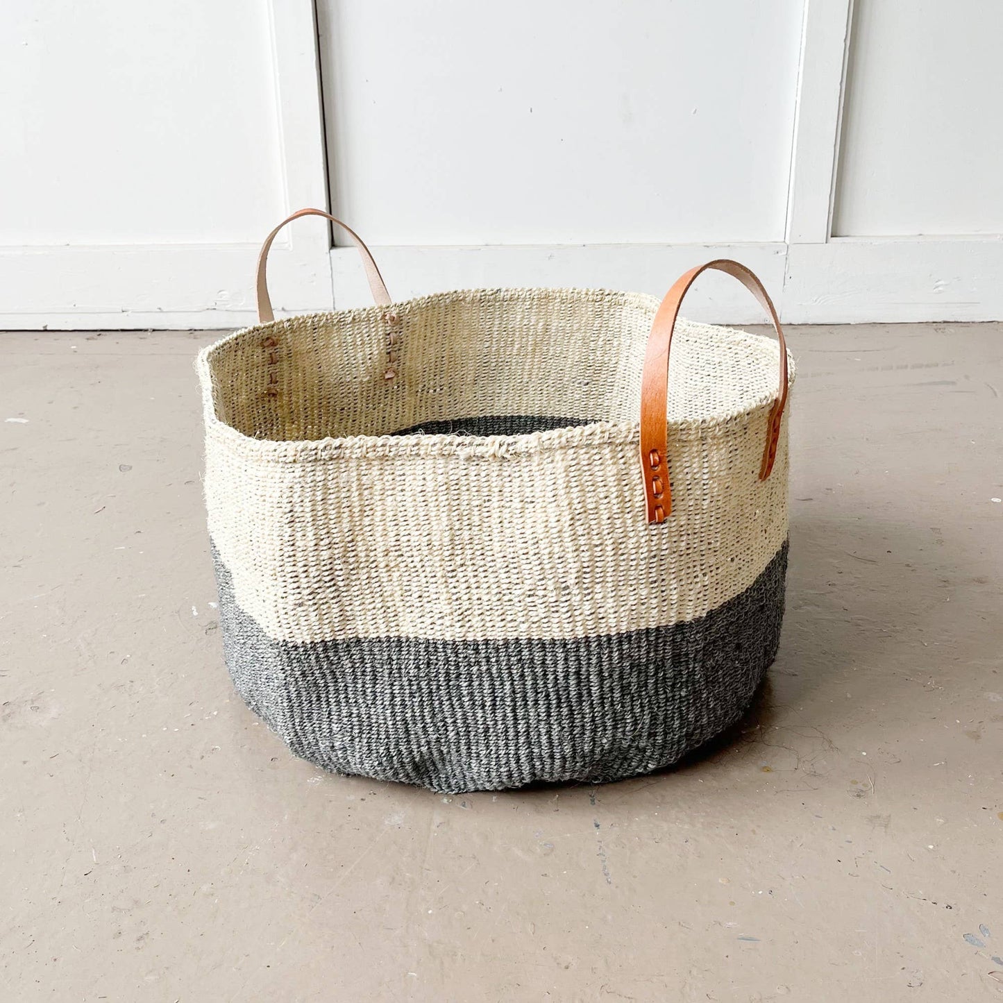 XL Floor Basket: White & Stone