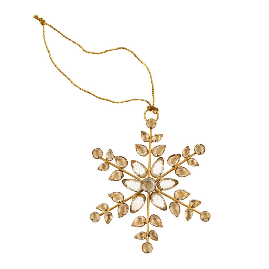 Beaded snowflake ornament antique brass