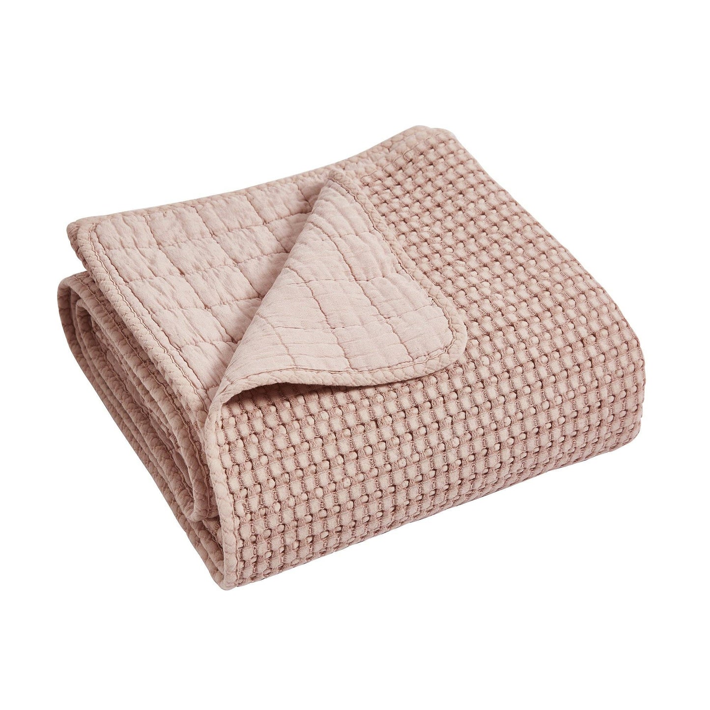 Waffle Quilted Throw Blush 50x60"