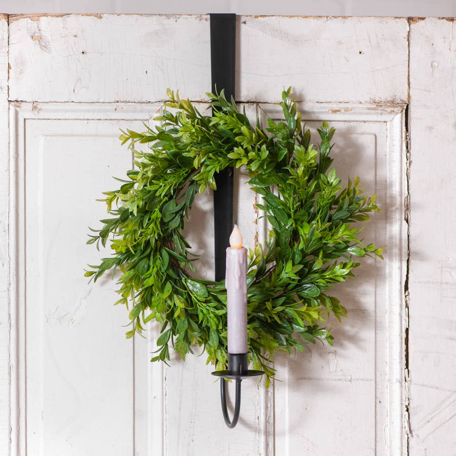 Wrought Iron Over the Door Wreath and Candle Holder