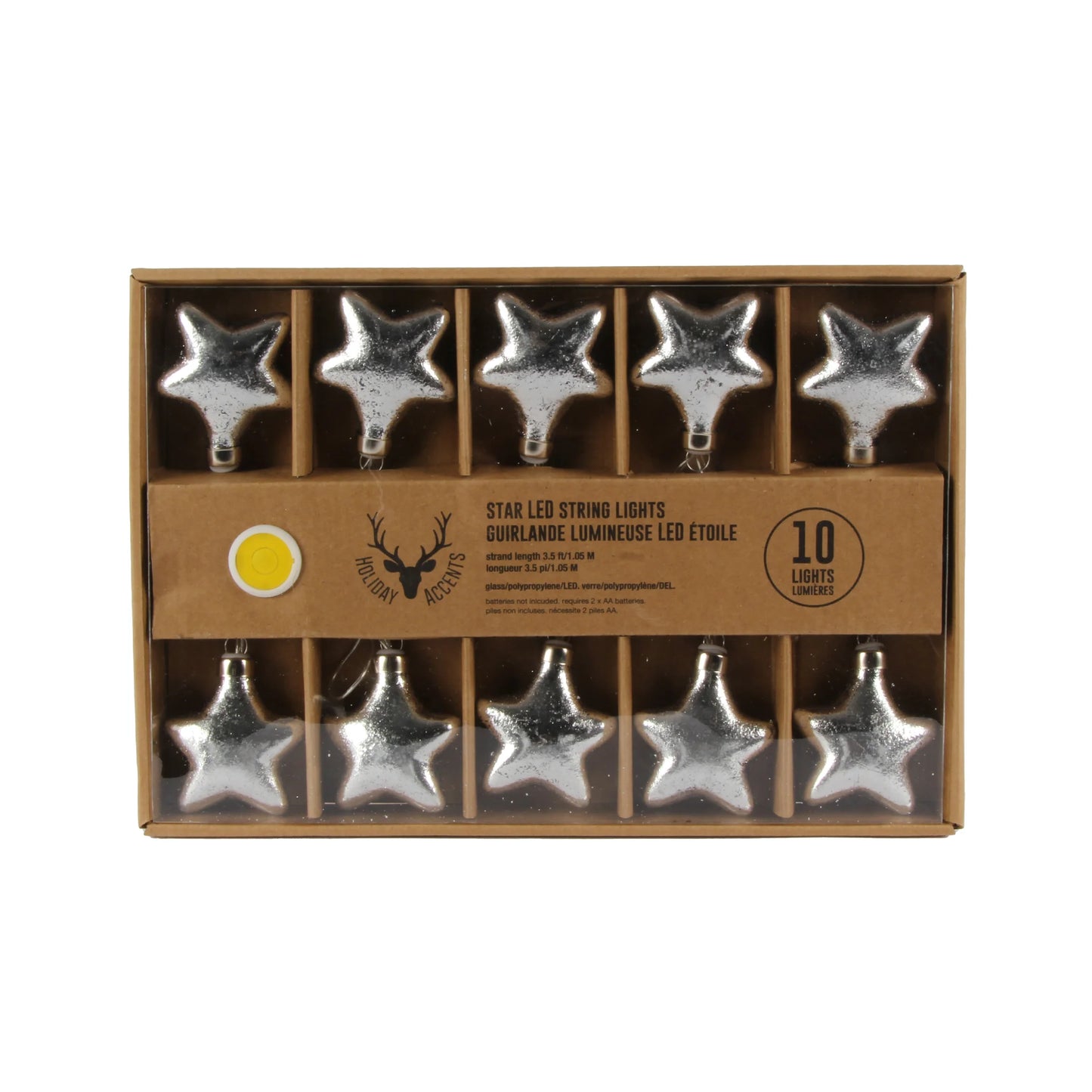 Silver star LED string light 3.5'