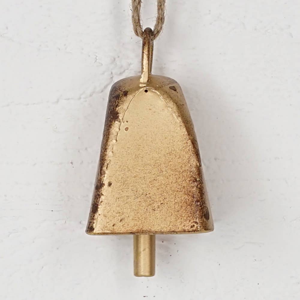 Vintage Gold Cow Bell w.loop (2.25inD)