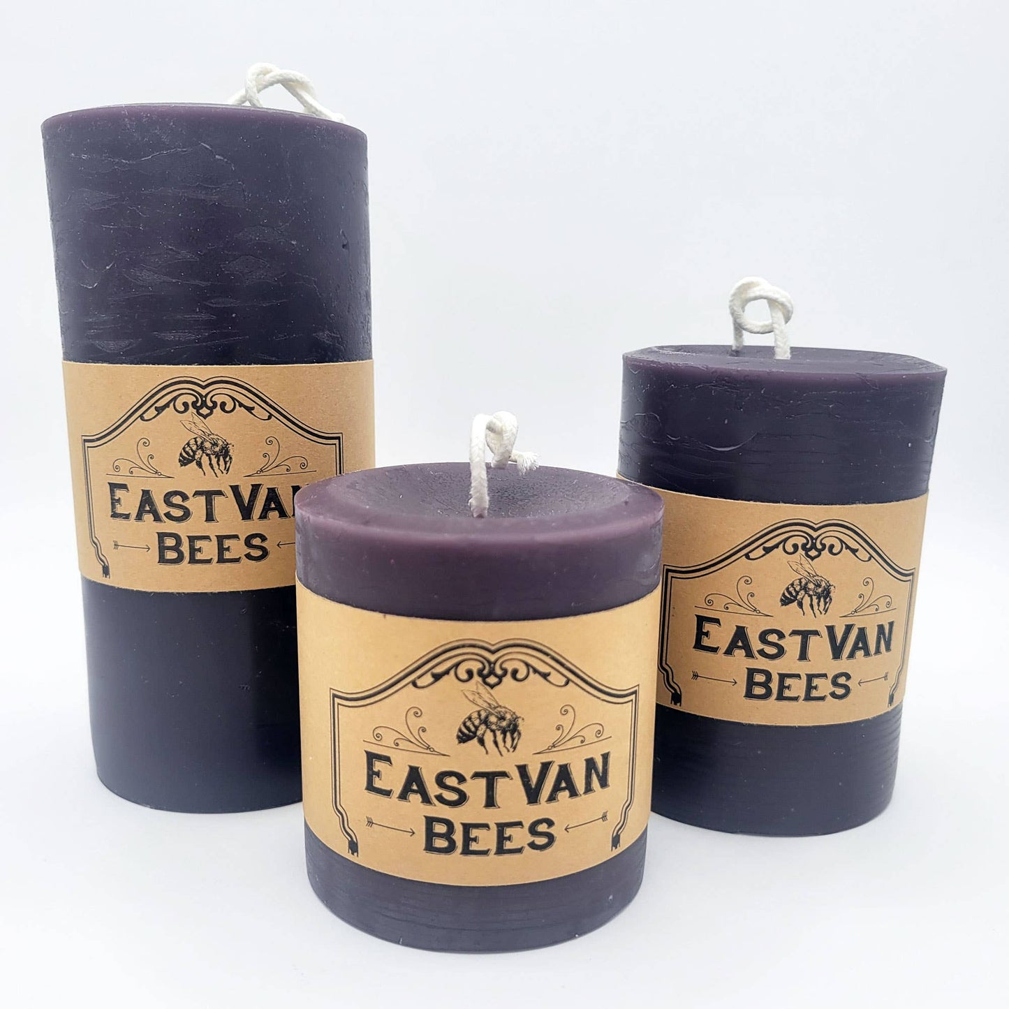 3 x 3" Beeswax Pillar Candle Purple