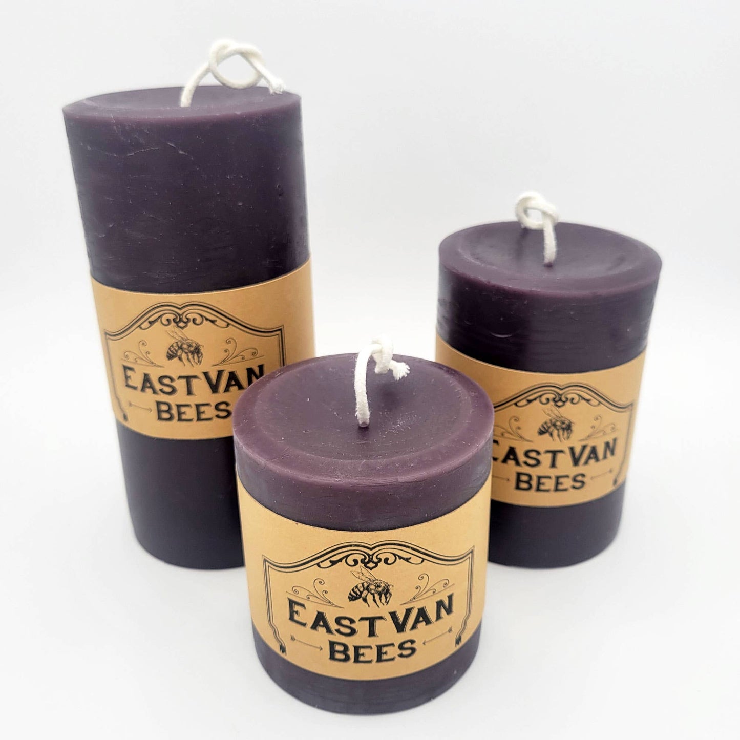 3 x 6" Beeswax Pillar Candle Purple