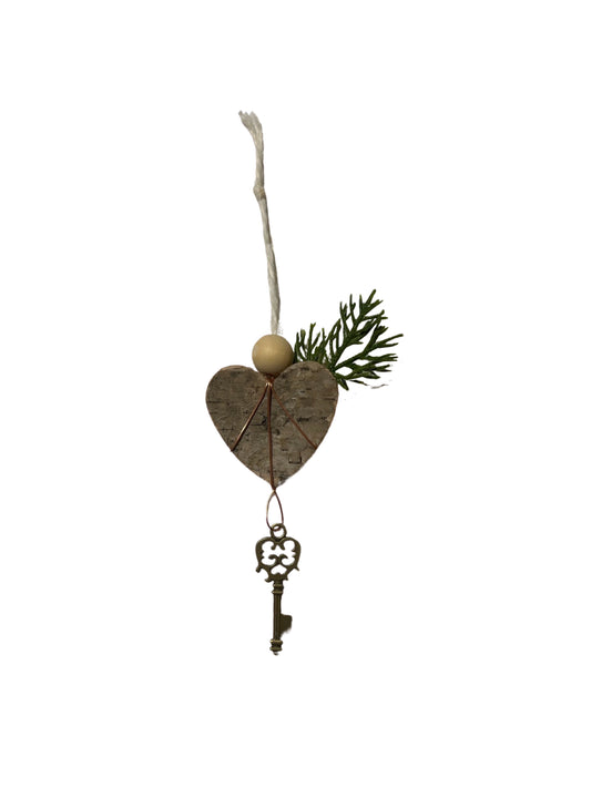 Homemade wooden heart ornament