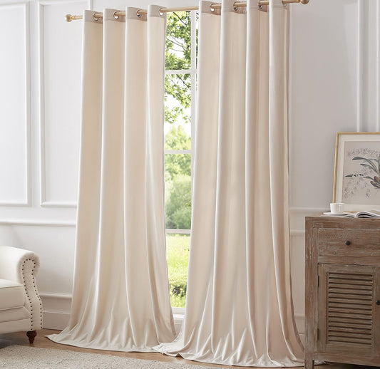 Velvet cream curtain with grommets 52x96"