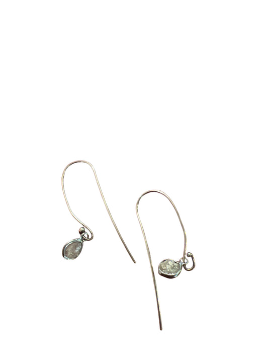 7mm raw diamond earrings long silver hook