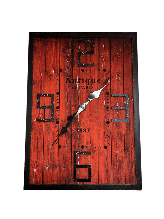 Clock red barnwood