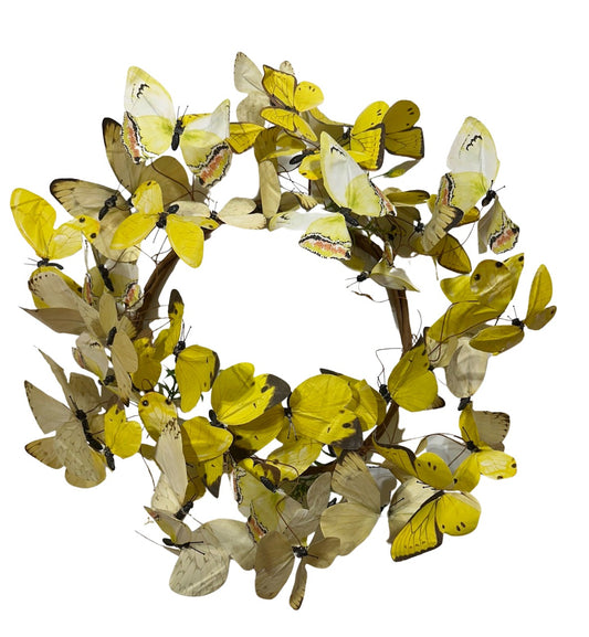 Yellow butterfly wreath 16"