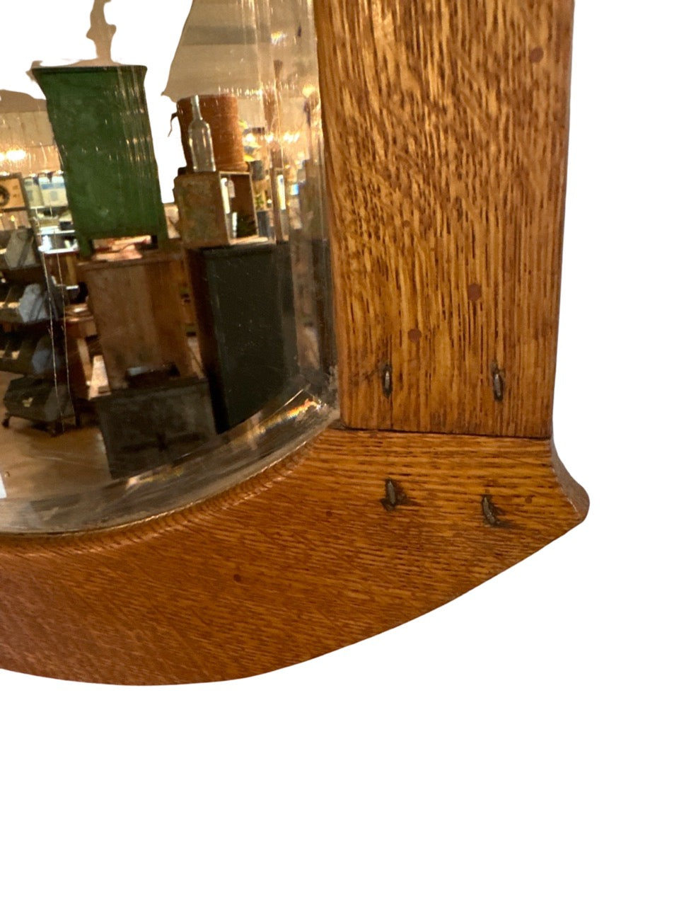 Quarter sawn double arched mirror antique  20.5x35”