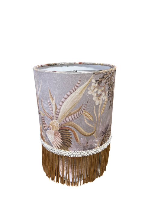 Pheasant Birds Italian Velvet w/fringe Lampshade 8"