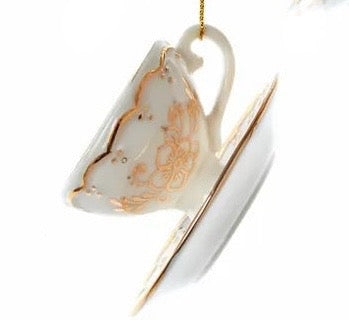 3" porcelain teacup ornament