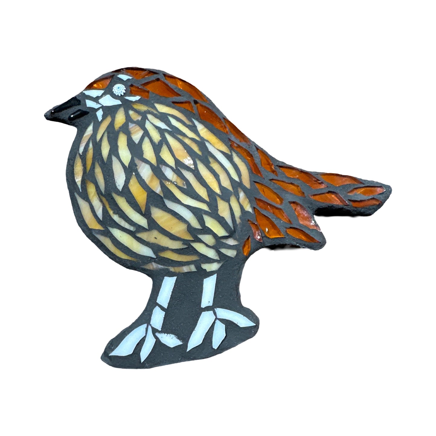 Mosaic glass fat bird ornaments