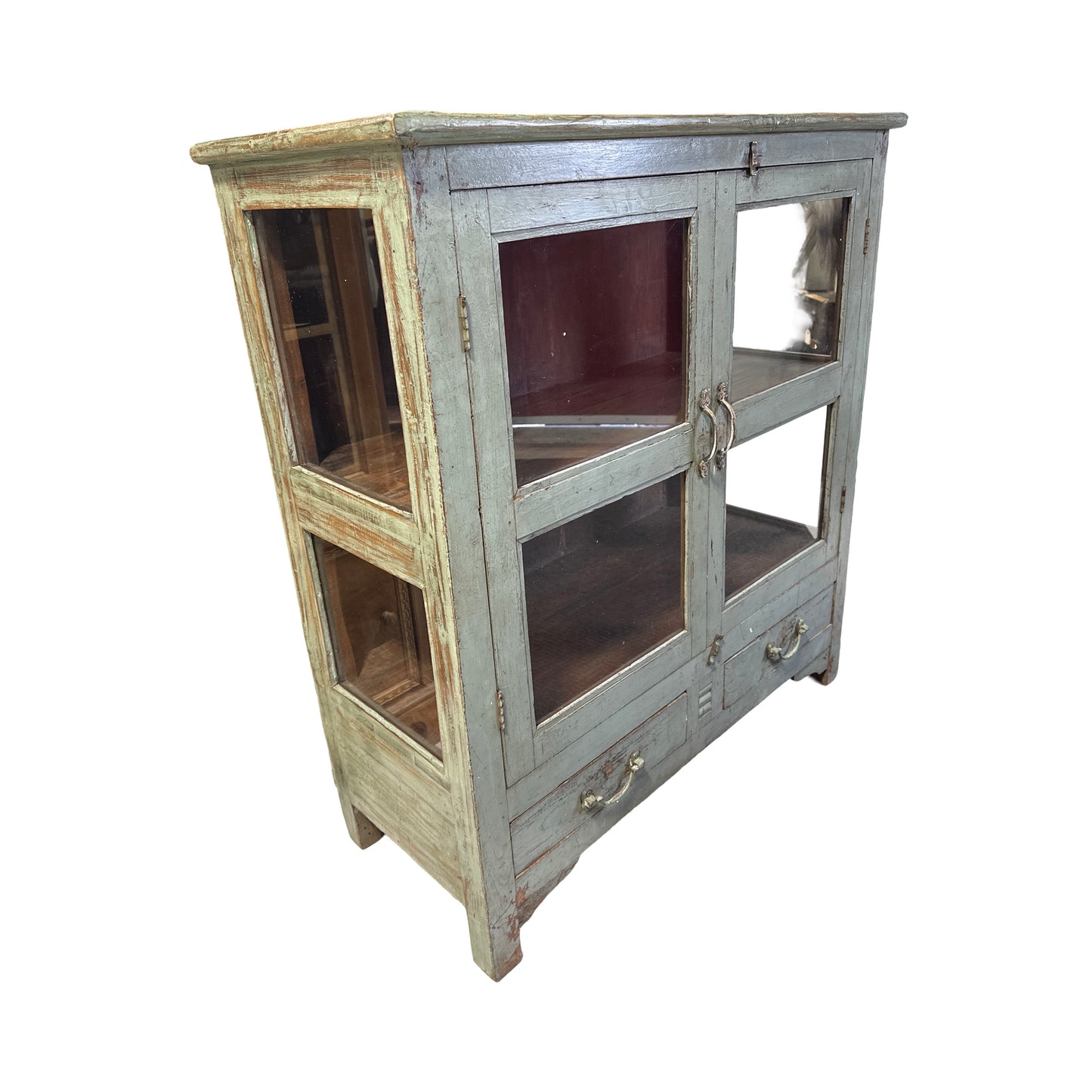 Wood cabinet w/glass green