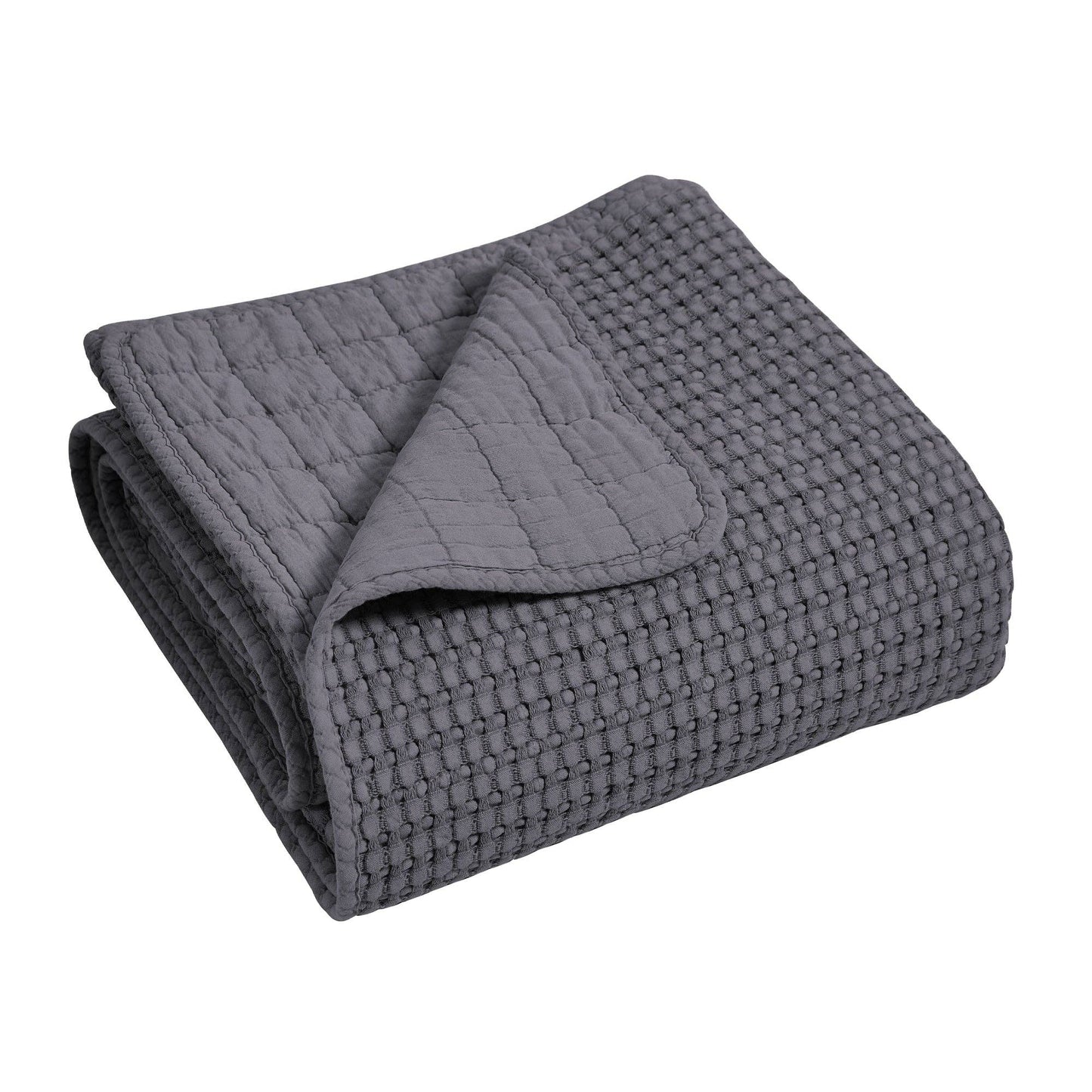 Waffle Quilted Throw Charcoal 50x60"