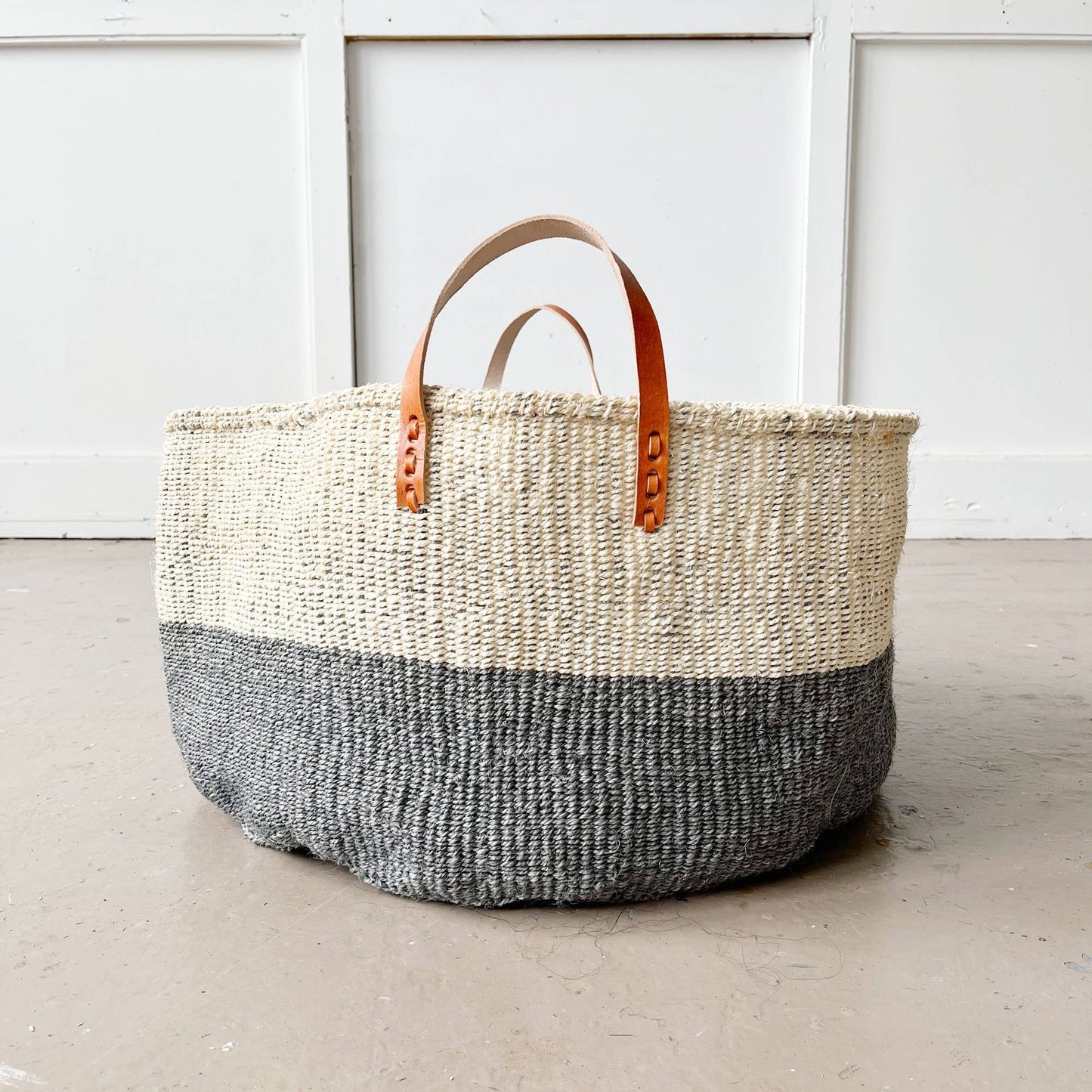 XL Floor Basket: White & Stone