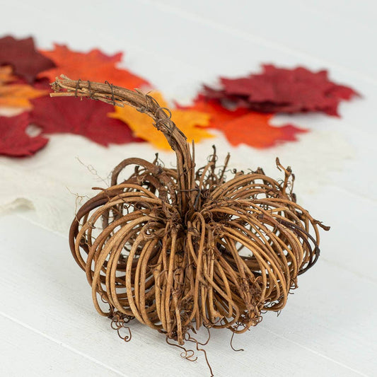 5" Natural Twig Grapevine Pumpkin