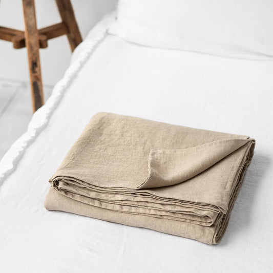 Natural Linen Flat Sheet King+