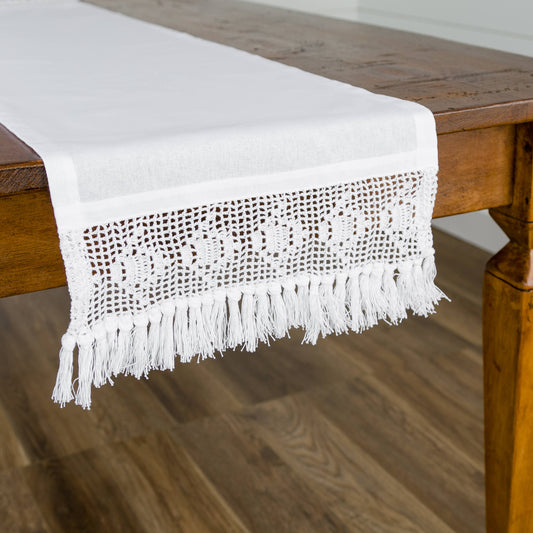 Farmhouse Boho 14x60" Table Runner WHT