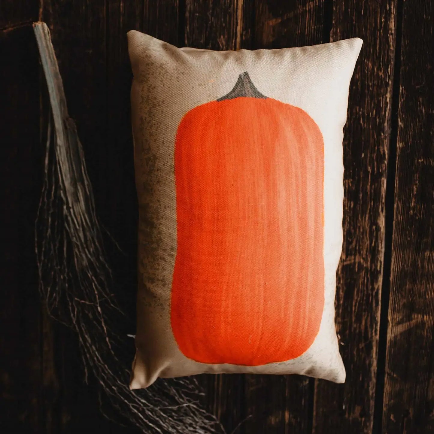 Primitive Flat Fall Pumpkin Lumbar Pillow 18 x 12"