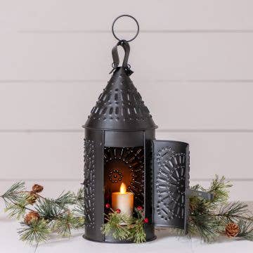 15" Primitive Lantern in Smokey Black