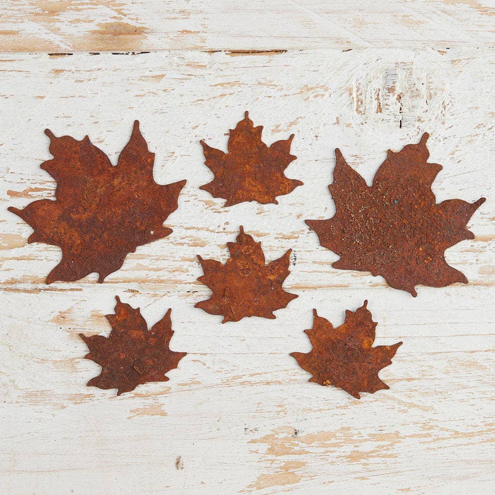 Rustic Tin Maple Leaves (pack of 6)