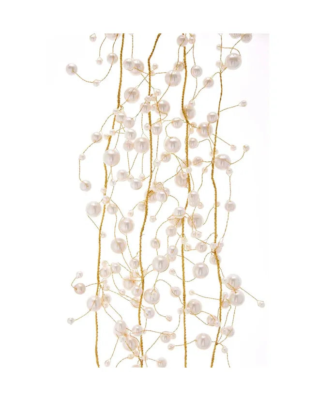 6' pearl beads w/gold wire garland