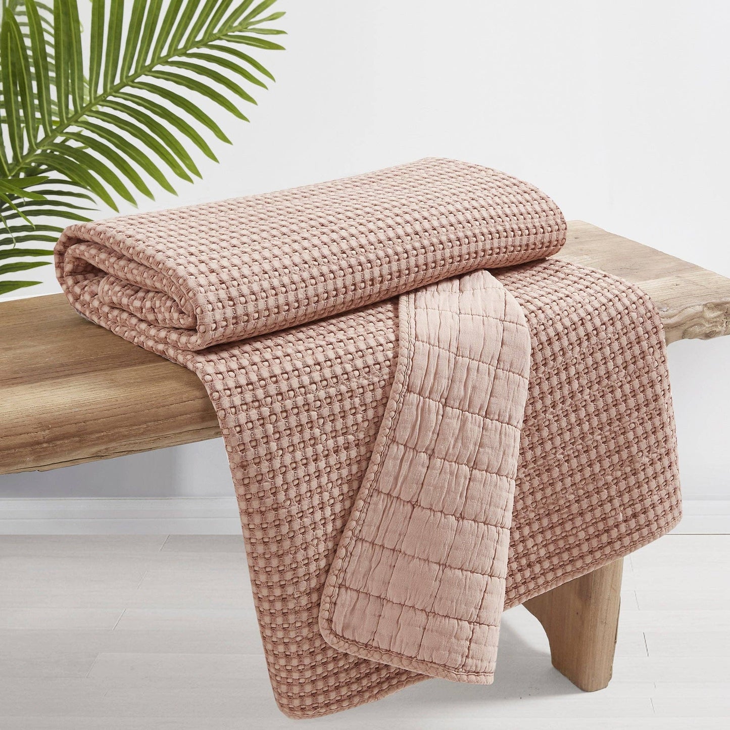 Waffle Quilted Throw Blush 50x60"