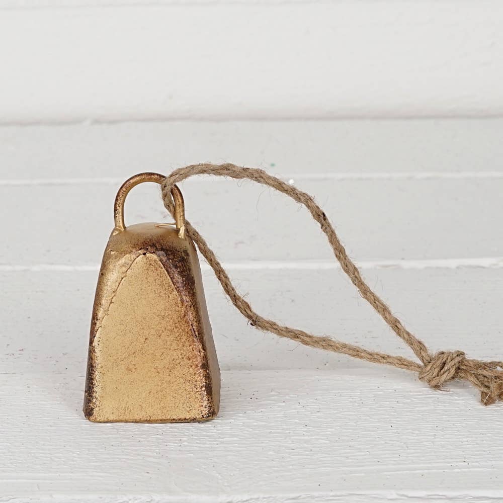 Vintage Gold Cow Bell w.loop (2.25inD)