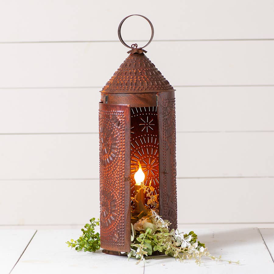 22" Chimney Lantern in Rustic Tin