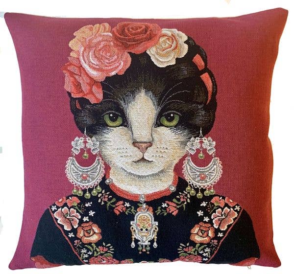 Kahlo Cat Cushion Cover 18"