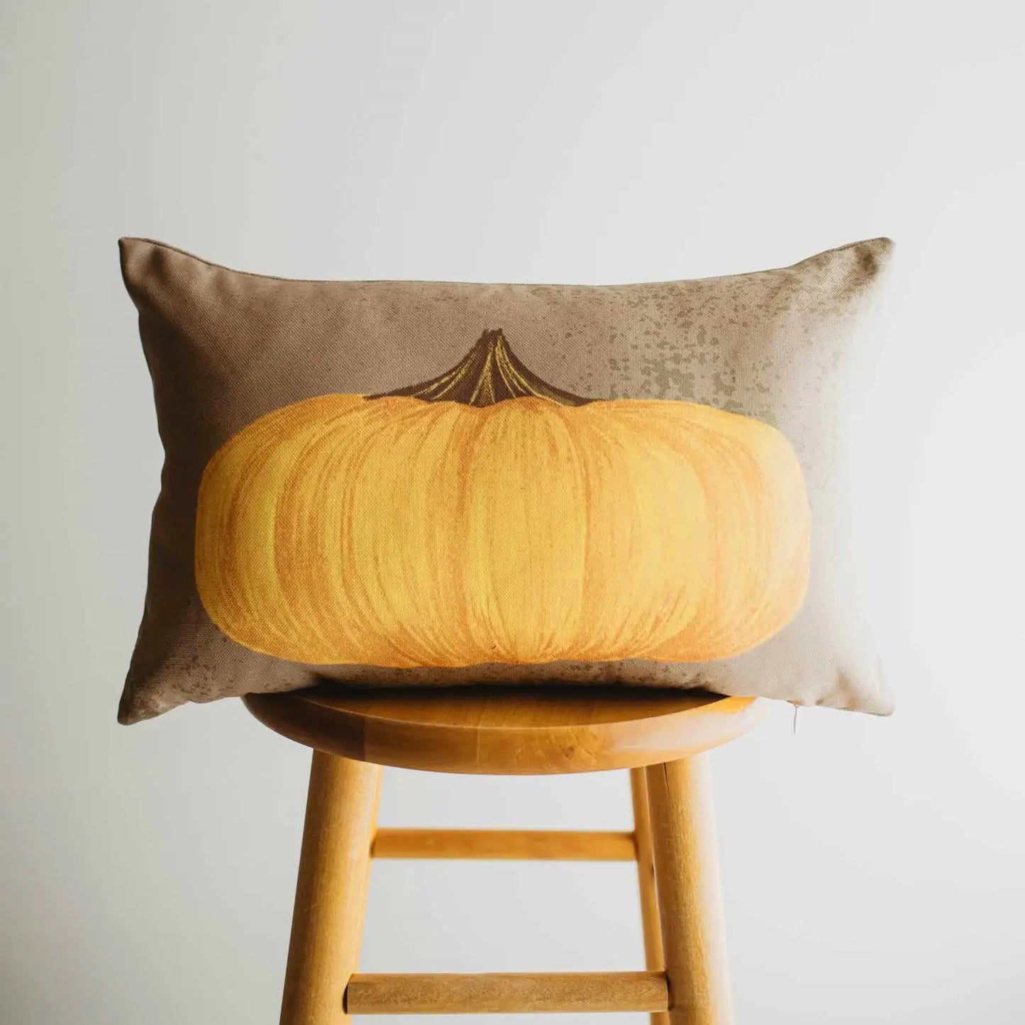 Primitive Flat Fall Pumpkin Lumbar Pillow 18 x 12"
