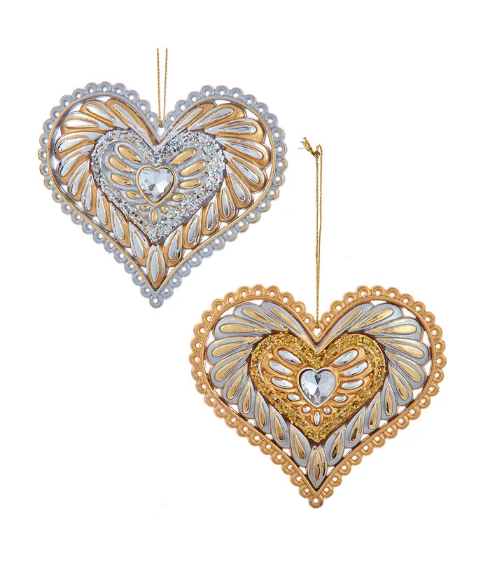 3.65" ombre gold silver heart