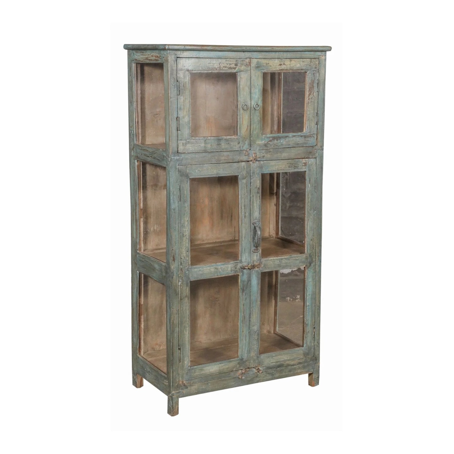 Wood Cabinet w/Glass Blue