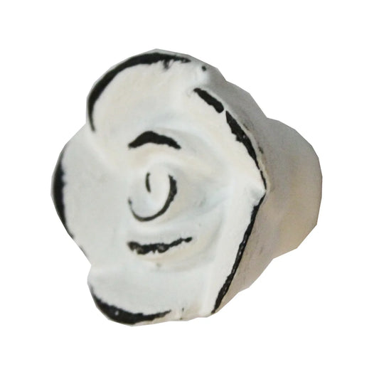 Rose knob distressed white