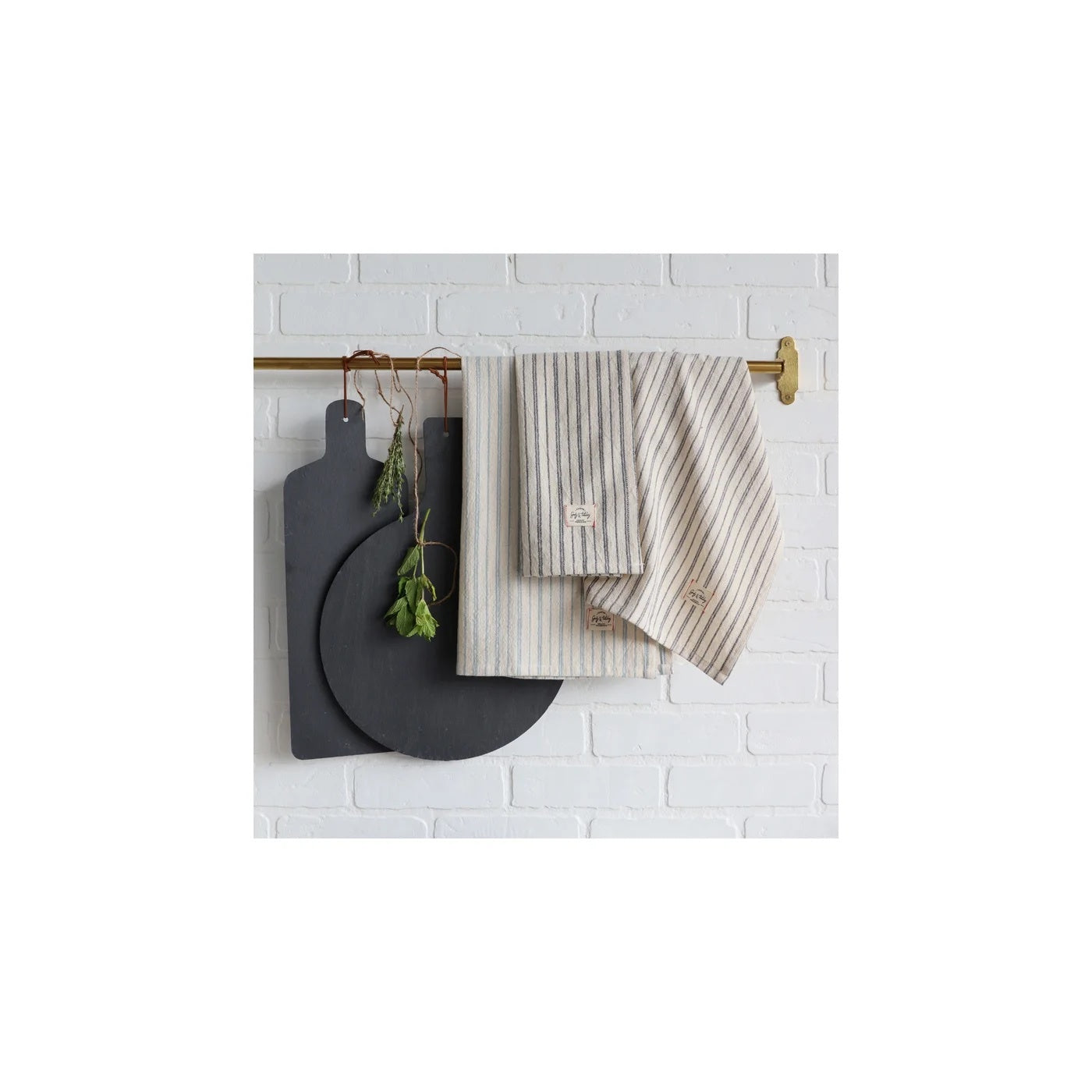 Pinstripe single kitchen towel charcoal