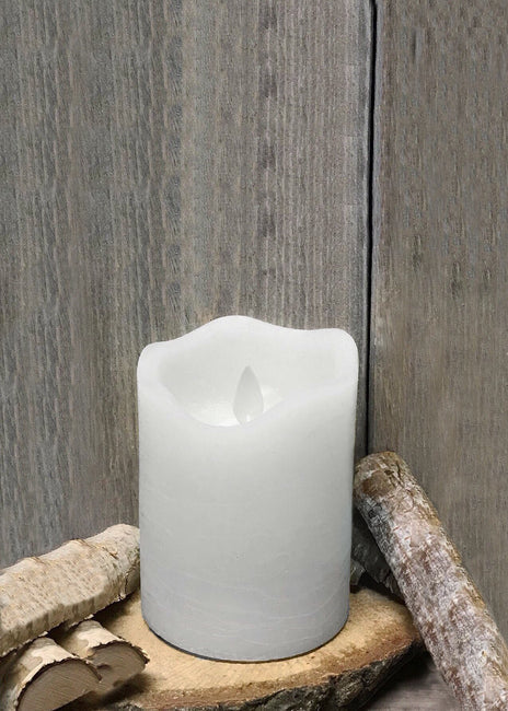 3x4" white rustic flameless candle