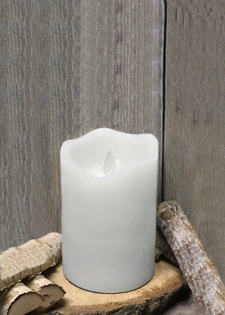 3x5" white rustic flameless candle